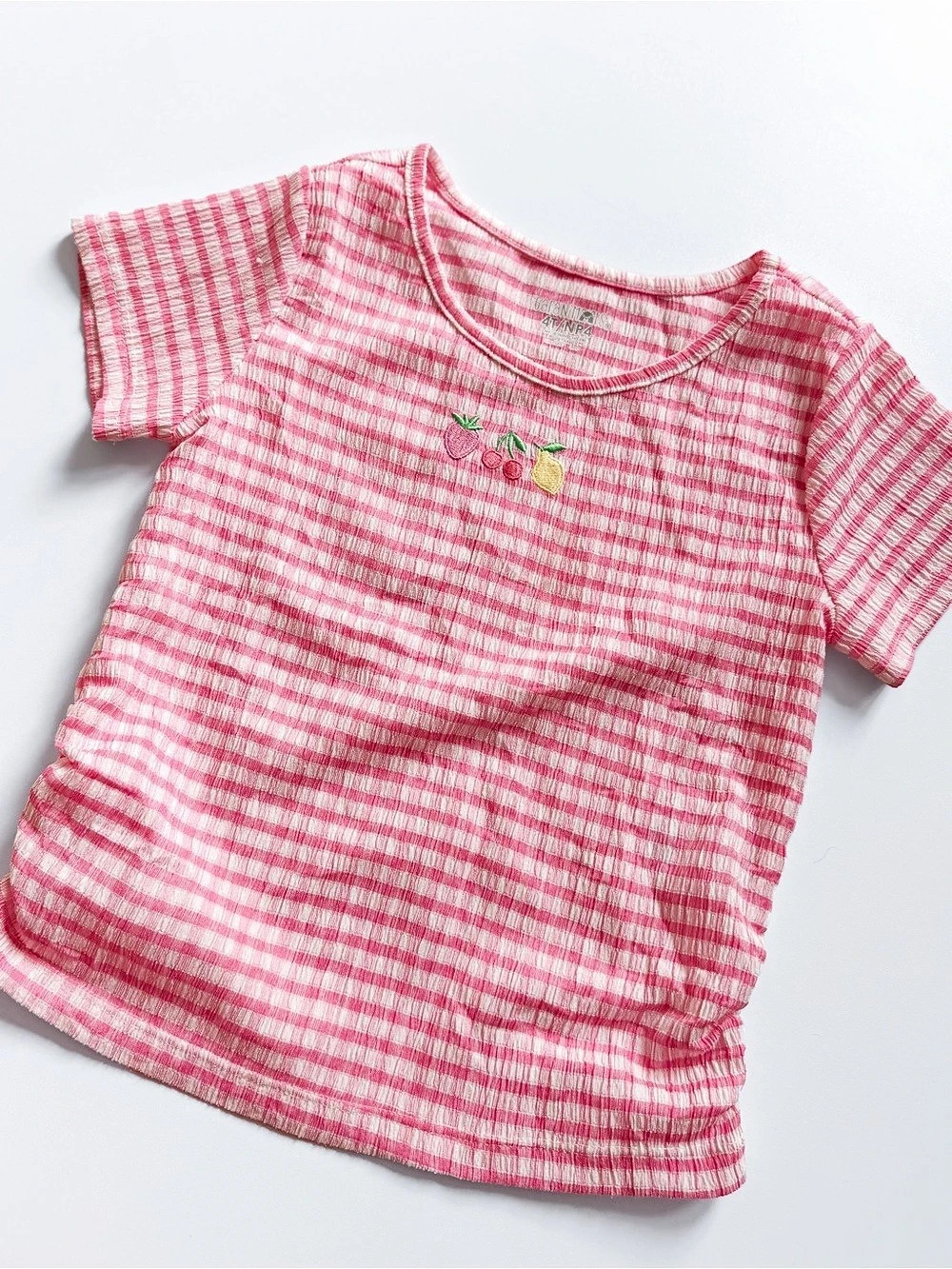 Garanimals Short-Sleeve Fruit-Embroidered Top Pink & White